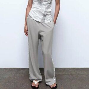 NWT ZARA PANTS WITH SIDE STRIPE MID-GRAY
